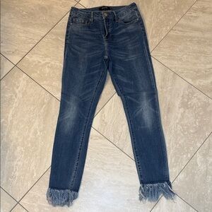 Nanette Lepore Distressed Blue Ankle Jeans